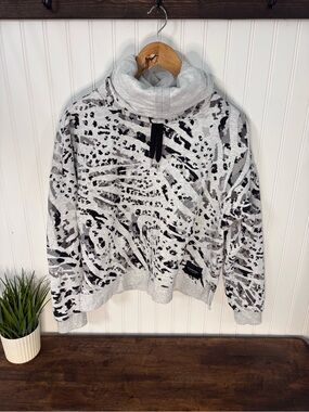 Calvin Klein Performance Hoodie M Gray Black White Animal Print Logo Drawstring